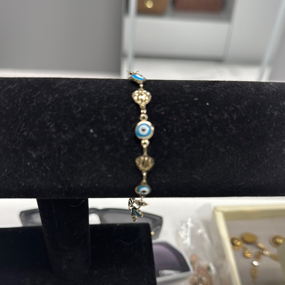 Gold and Blue Evil Eye Bracelet